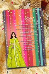 Rainbow theme Half Saree Invitation Card