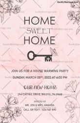 Key To My Home Sweet Home Themed Pink Invitation For House Warming Party