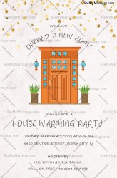 White Theme Invitation with Gold Sparkles For House Warming Party Of A New Home