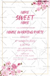A Pink Floral Theme Invitation For House Warming Party Of A Home Sweet Home