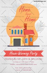 A Bright Orange Home Sweet Home Western Theme House Warming Invitation