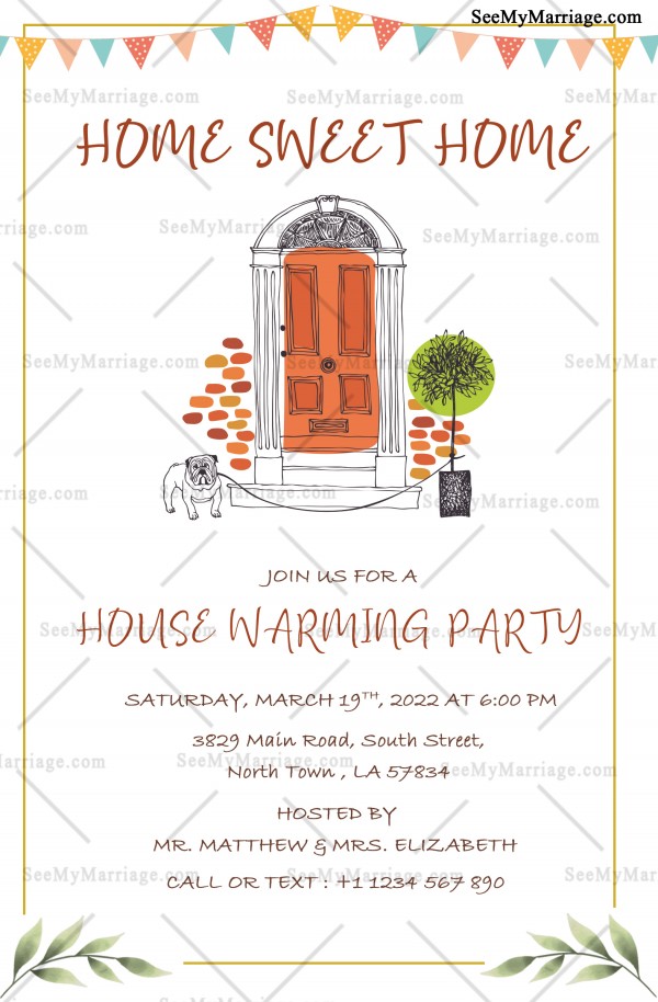 A Warm Welcoming Invitation For House Warming Party Depicting A Puppy ...