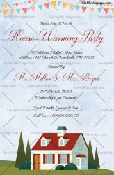 Invitation For House Warming Party With Blue Sky White Mansion And Green Lawn