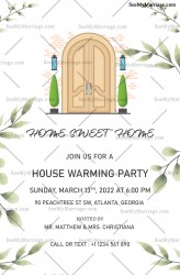 A Quaint Vintage Theme Invitation With Cream Wooden Doors For Home Sweet Home House Warming Party