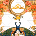 Exotic Garden Theme Wedding Invitation With Gold Accents And Majestic Peacocks