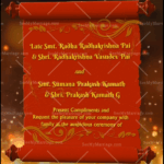 Scroll Theme Bhramopadesam Wedding Invitation In Red Colour