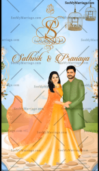 An Elegant Insta Worthy Wedding Invitation Videos With Caricature Of The Happy Couple
