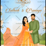 An Elegant Insta Worthy Wedding Invitation Videos With Caricature Of The Happy Couple
