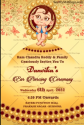 Thinking Baby With Golden Theme Ear Piercing Ceremony Video Invitation