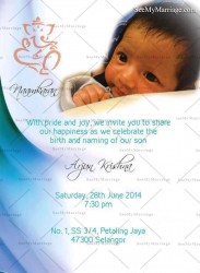 Blue Theme Invitation For Naming ceremony With Baby Image For Boys