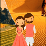A Destination Wedding Invitation For A Love Story Of Two States With Cute Cartoons Automation