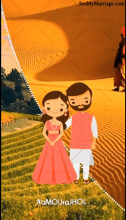 A Destination Wedding Invitation For A Love Story Of Two States With Cute Cartoons Automation