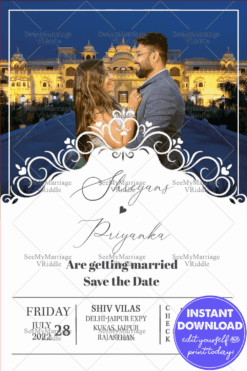 A Romantic Christian Wedding Invitation With Made For Each Other Couple Photographed In Front Of Taj Falaknuma Under The Starry Night Sky