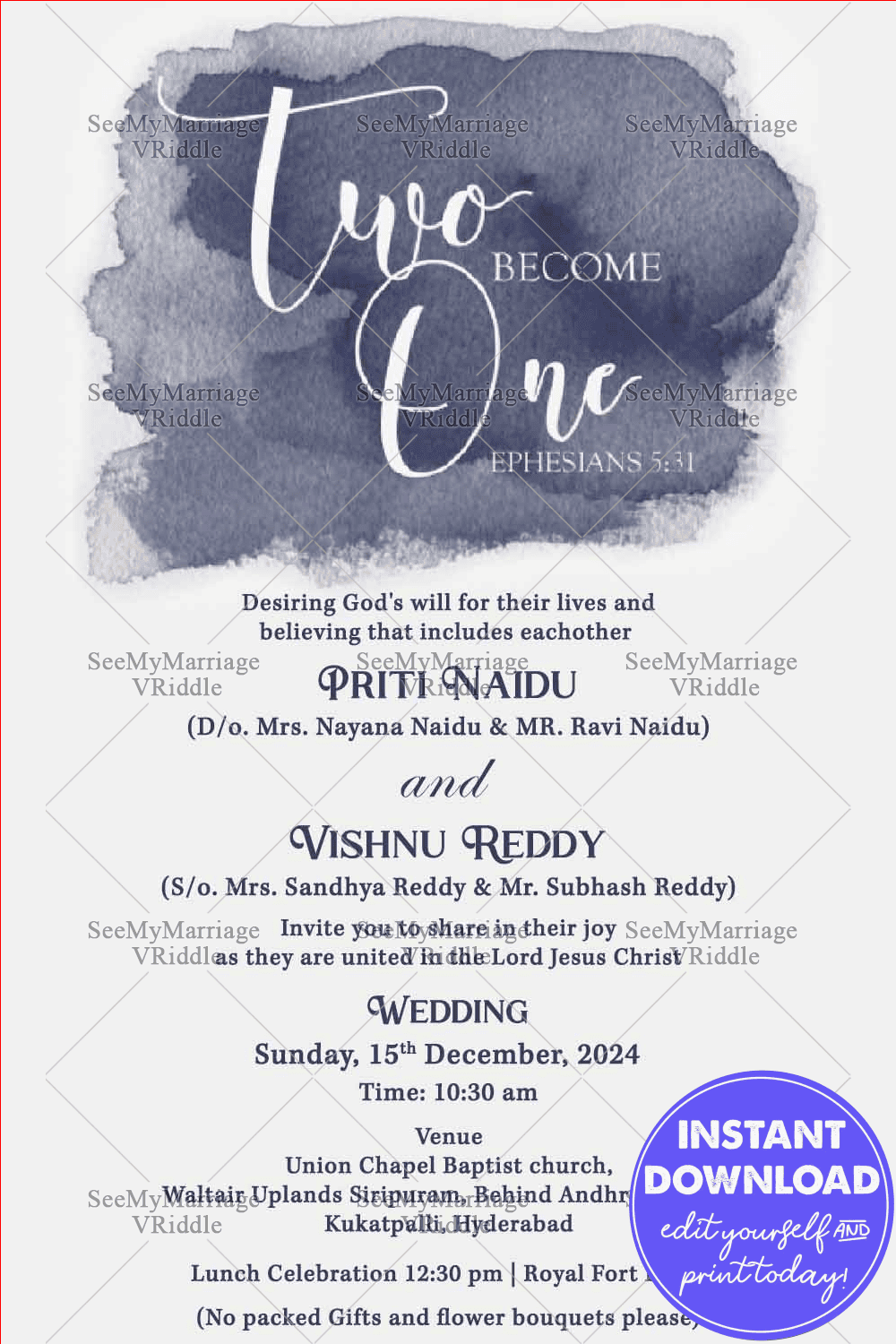 A Unique Black And White Monochromatic Christian Wedding Invitation