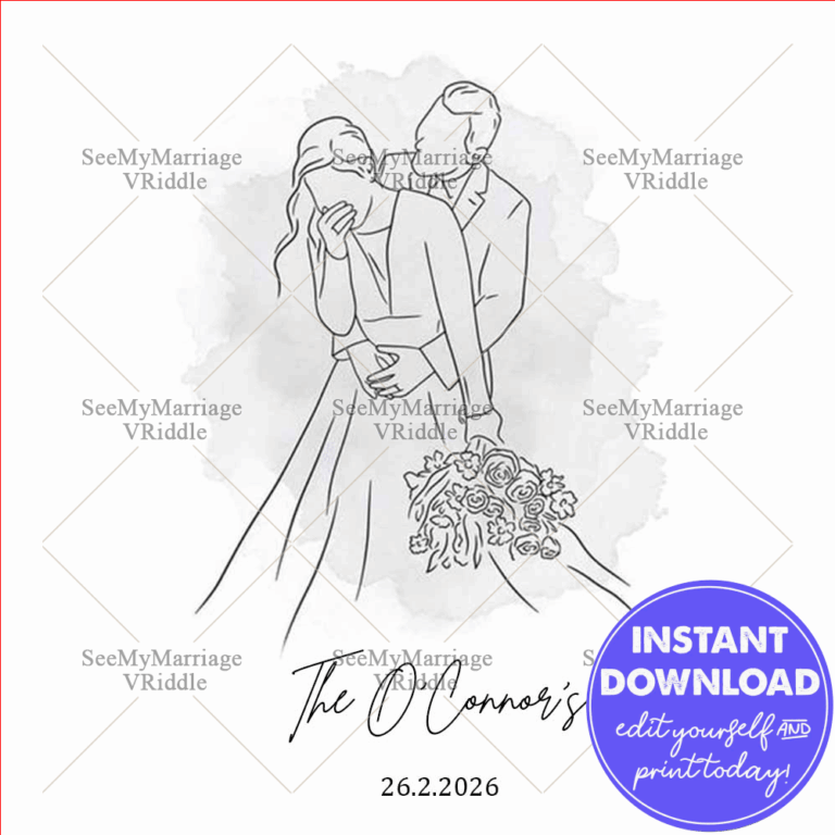 Beautiful Save The Date Card With Lovely Pencil Sketch Of The Happy Couple