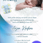 Blue Theme Invitation For Naming ceremony With Baby Image For Boys