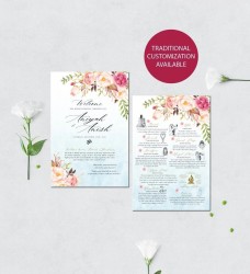 Simple White Floral Theme Modern Wedding Invitation Card With Roses In Full Bloom