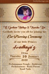 A Rich Invitation In Cream And Gold For Ear Piercing Ceremony Of Your Little Princess