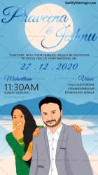 A Seaside Selfi With The Moon Of A Caricature Couple In A Blue Theme Wedding Invitation Video