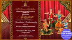 A Grand Arengatram Ceremony Invitation Card For Ranga Pravesham On The World Stage