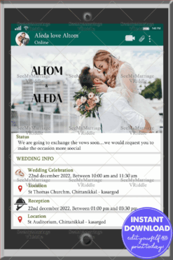A Modern Social Media Broadcast Theme Wedding Invitation Card With Couple Image