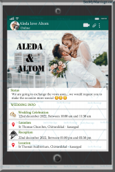A Modern Social Media Broadcast Theme Wedding Invitation Card With Couple Image