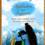 A Love For Eternity Theme Save The Date Wedding Invitation With Image Of Shiv Parvathi In The Snow Clad Himalayas