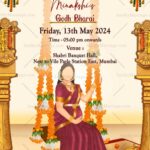 Traditional Video Invitation For Godh Bharai With A Caricature of Blooming Pregnant Woman On A Swing