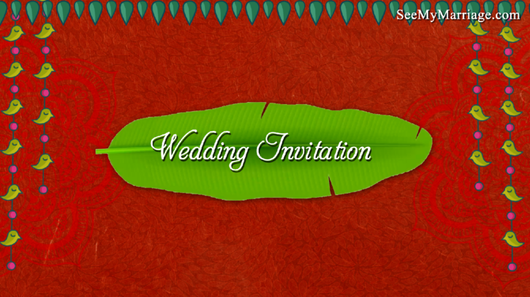 Red Theme Indian Cartoon Couple Animated Traditional Wedding Invite Video