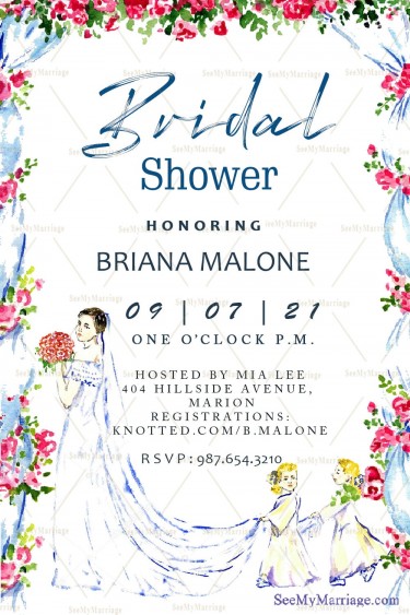 A Cute And Classy Blue Theme Invitation Card For A Christian Wedding With Bridal Shower