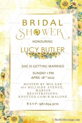 A Sunny English Bridal Shower Invitation Card In Yellow Theme With Sunflowers And Golden Accents