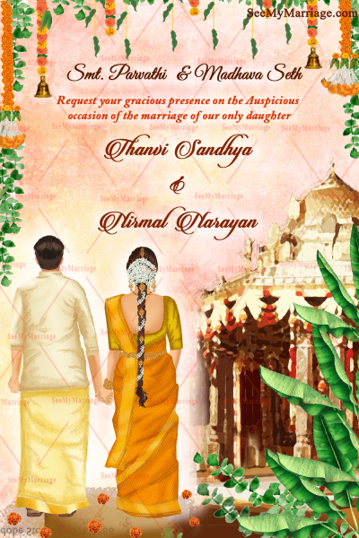 A Traditional South Indian Wedding Invitation Card In A Together ...