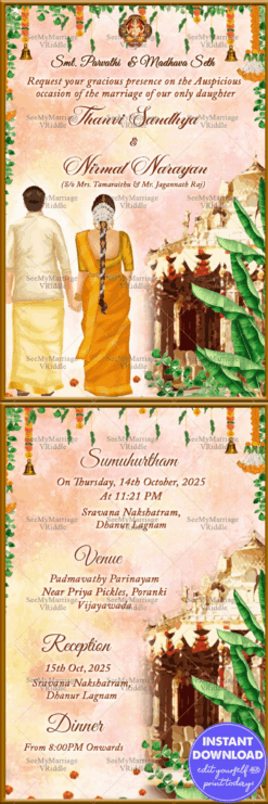 A Traditional South Indian Wedding Invitation Card In A Together Forever With Devine Blessings Theme