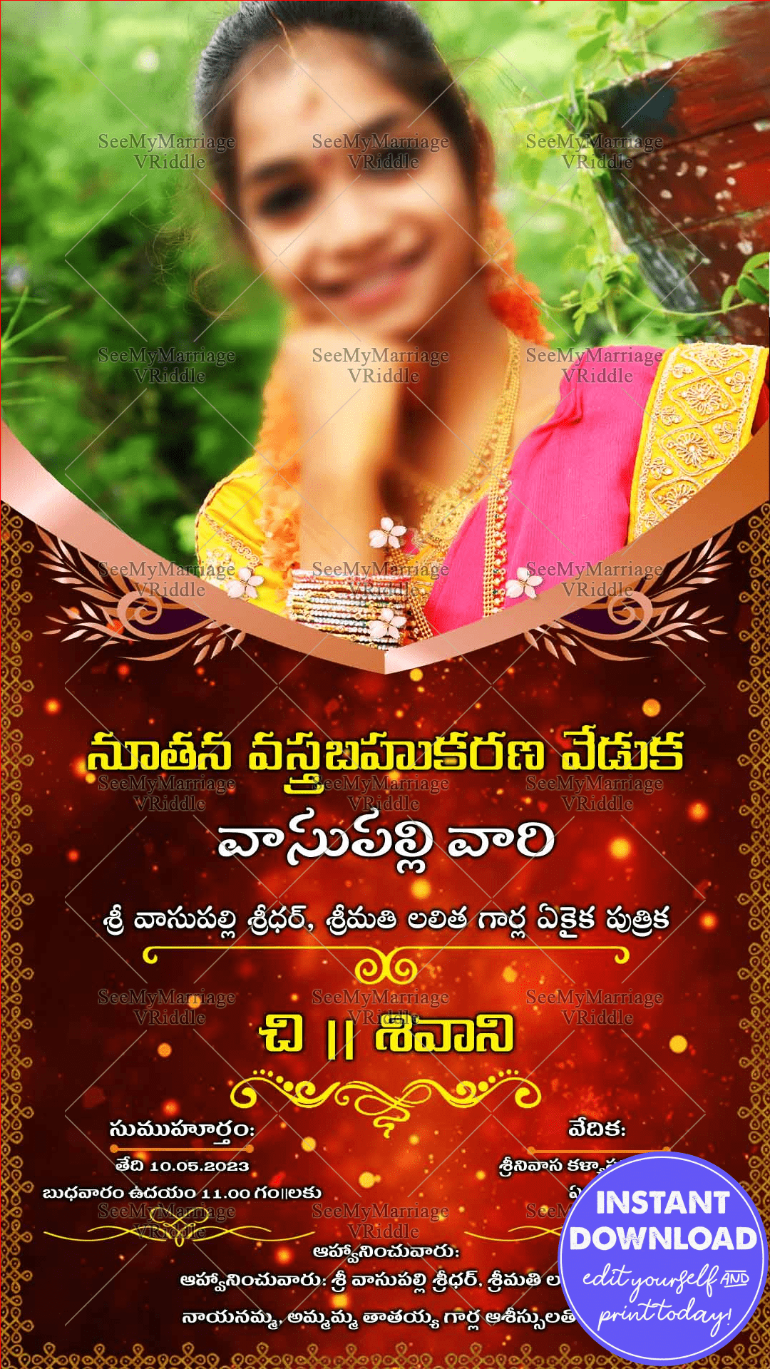 A Wholesome Telugu Invitation Card For A Traditional Voni Function