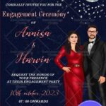 Disco Theme Invitation Card With Glamorous Caricature For A Cocktail Party To Celebrate Engagement