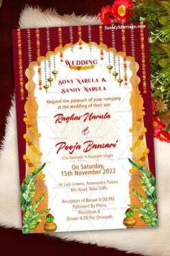 Maroon Traditional Wedding Invitation Card