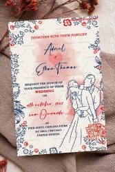 A Man And Wife Theme Christian Wedding Invitation With Splashes Of Peachy Pink Color