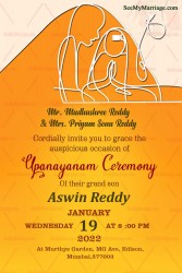 A Modern Artsy Invitation Card For A Traditional Upanayanam Ceremony In Yellow Theme