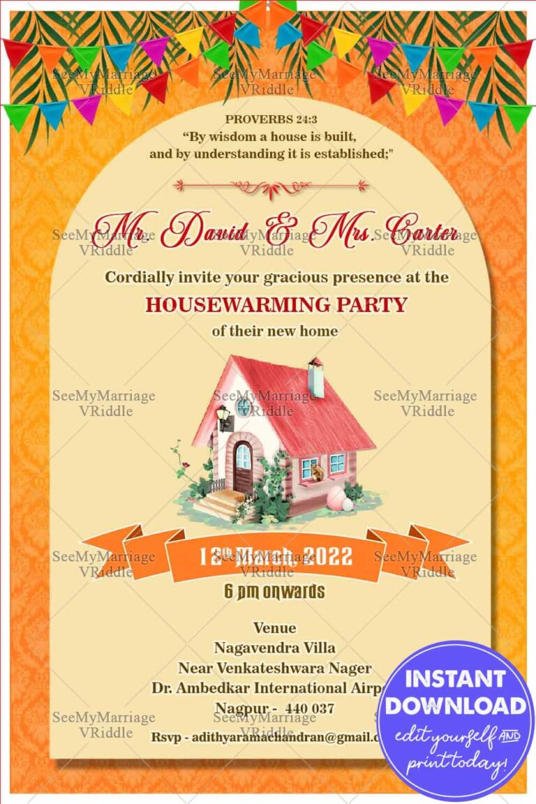 Christian Housewarming Invitation Card With Cottage Clip Art