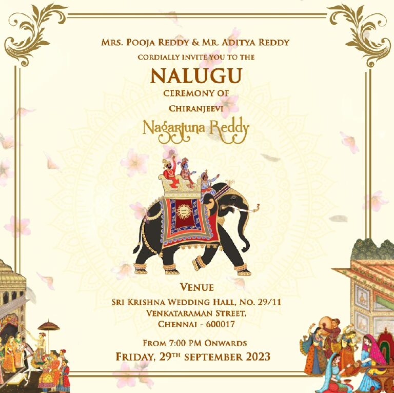 Royal Elephant Theme Nalugu, Haldi Invitation Video for Bride or Groom