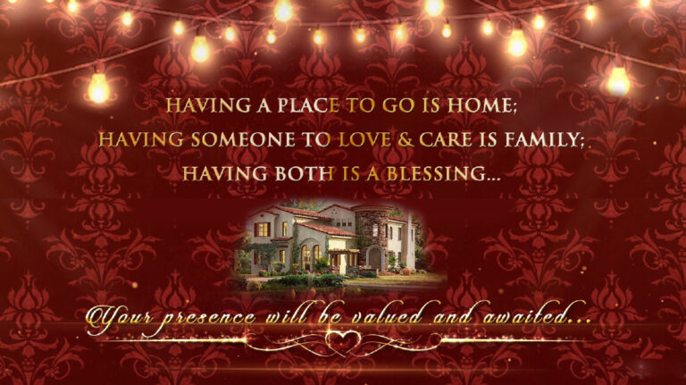 Golden Lights House Warming Ceremony Invitation Video with Maroon background