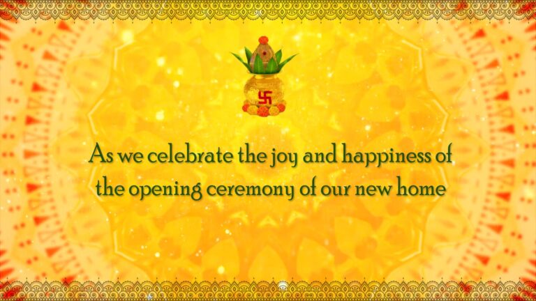 Gruhapravesam Yellow Theme in English Text - Housewarming Invitation Video