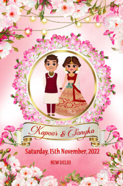Creative Cartoon Pink Theme Wedding Invitation Video - 218165 - Free