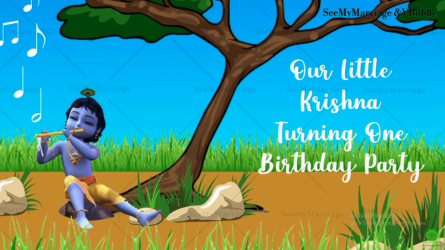 1st Birthday Invitation Video Happy Krishna Blue Theme