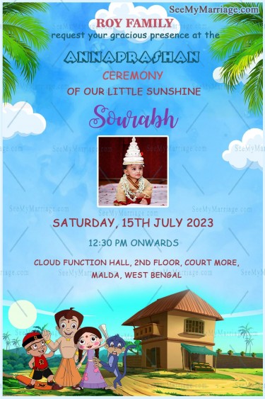 Annaprashan Invitation Card Chotha Bheem Theme