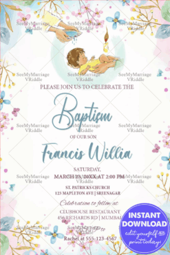 Baptism Of Baby Theme Invitation Card