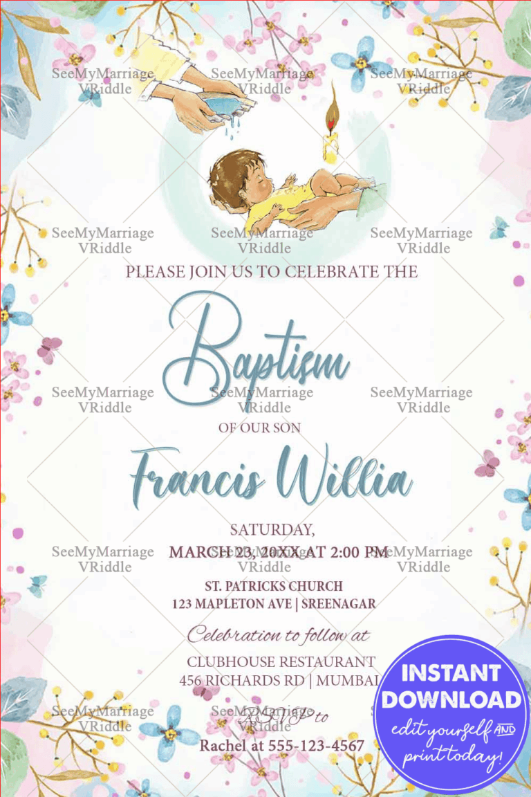 Baptism Of Baby Theme Invitation Card