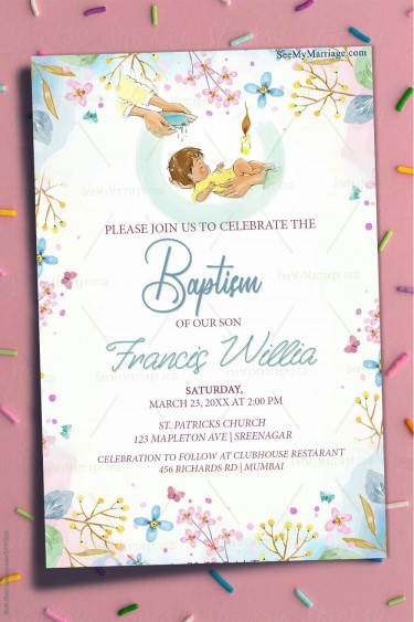 Baptism Of Baby Theme Invitation Card (2)