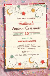 Crescent Moon And Star Aqiqah Invitation Card Cream Theme (1)