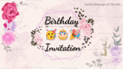 Cute Lilac 1st Birthday Celebrations Invitation Video Floral Theme